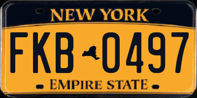 NY license plate FKB0497