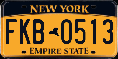 NY license plate FKB0513