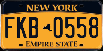 NY license plate FKB0558