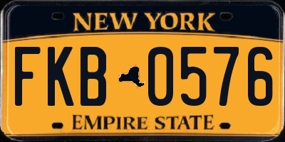 NY license plate FKB0576