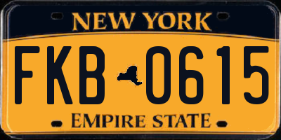 NY license plate FKB0615