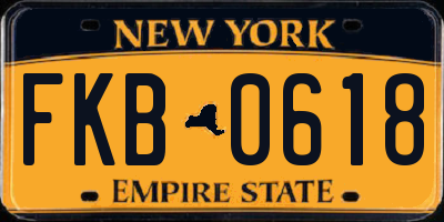 NY license plate FKB0618