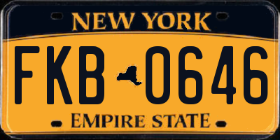 NY license plate FKB0646