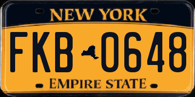 NY license plate FKB0648
