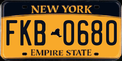 NY license plate FKB0680