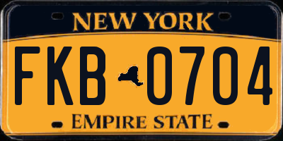 NY license plate FKB0704