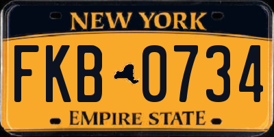 NY license plate FKB0734