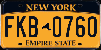 NY license plate FKB0760