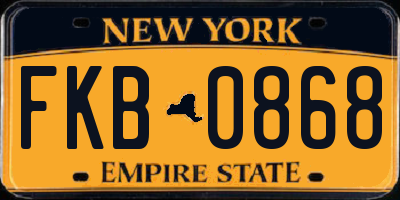 NY license plate FKB0868