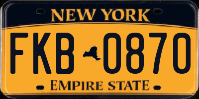 NY license plate FKB0870