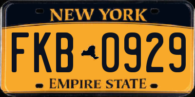 NY license plate FKB0929