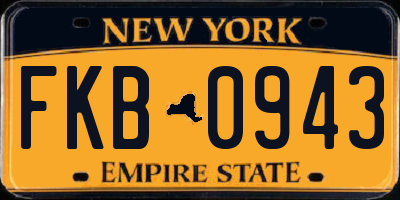 NY license plate FKB0943
