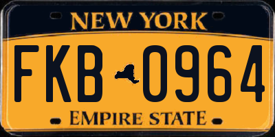 NY license plate FKB0964