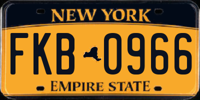 NY license plate FKB0966