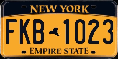 NY license plate FKB1023