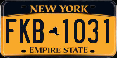 NY license plate FKB1031