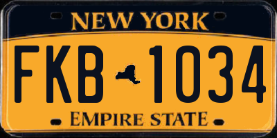NY license plate FKB1034