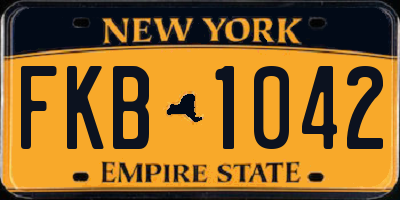 NY license plate FKB1042