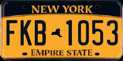 NY license plate FKB1053