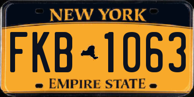 NY license plate FKB1063