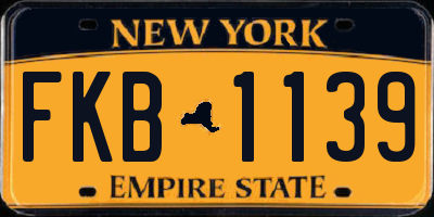 NY license plate FKB1139
