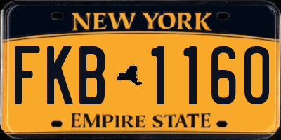 NY license plate FKB1160