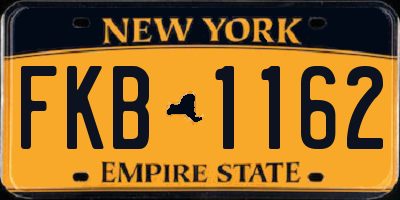 NY license plate FKB1162