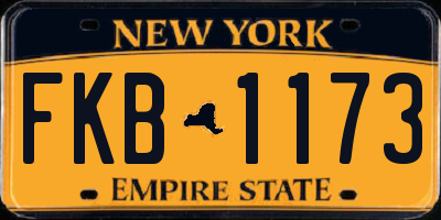 NY license plate FKB1173