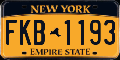 NY license plate FKB1193