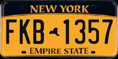 NY license plate FKB1357