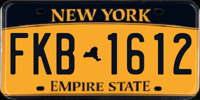 NY license plate FKB1612