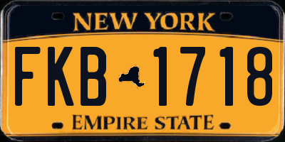NY license plate FKB1718