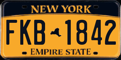 NY license plate FKB1842