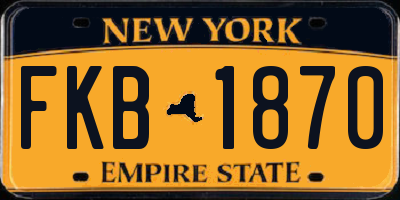 NY license plate FKB1870
