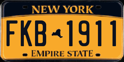 NY license plate FKB1911