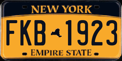 NY license plate FKB1923
