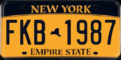 NY license plate FKB1987