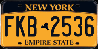 NY license plate FKB2536