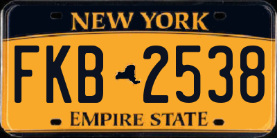 NY license plate FKB2538