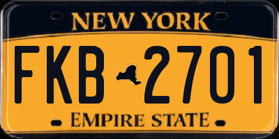 NY license plate FKB2701