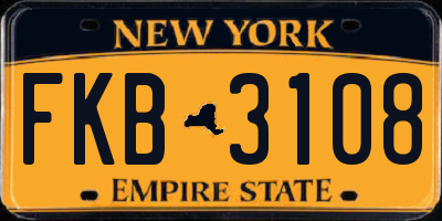 NY license plate FKB3108