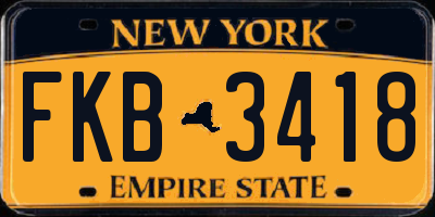 NY license plate FKB3418