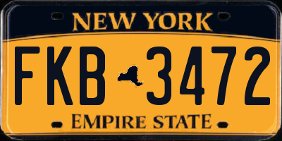NY license plate FKB3472