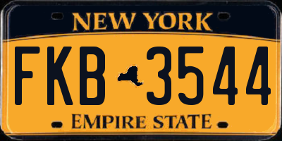 NY license plate FKB3544