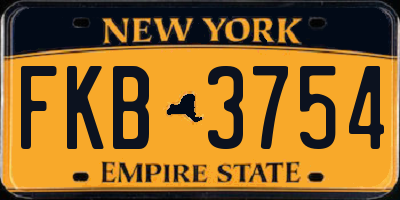 NY license plate FKB3754