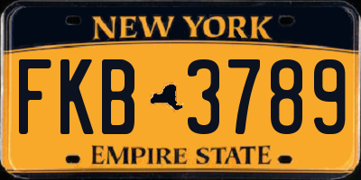 NY license plate FKB3789
