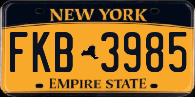 NY license plate FKB3985