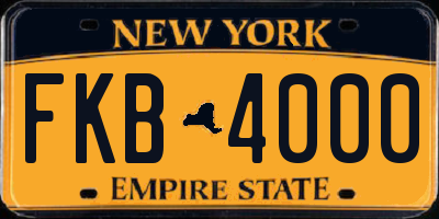 NY license plate FKB4000