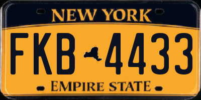 NY license plate FKB4433
