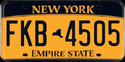 NY license plate FKB4505